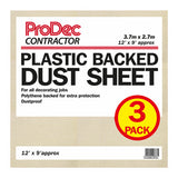 ProDec Contractor Triple Pack 12' x 9' Contractor Poly Backed Cotton Twill Dust Sheet